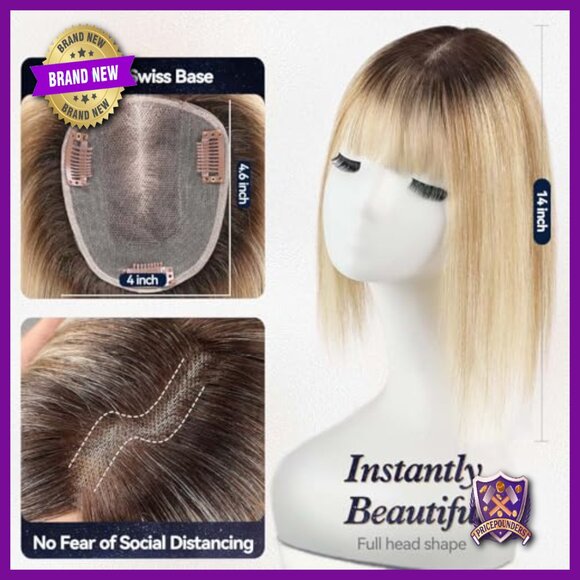 14 Inch Human Hair Topper with Swiss Lace Base for Thinning Hair main image 4
